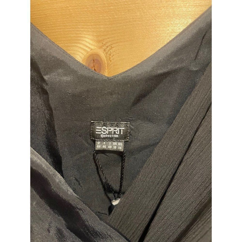 NWT Esprit Black Chiffon Dress Sz 14 - Picture 6 of 10
